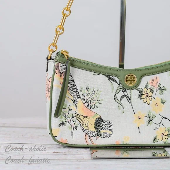 NWT Tory Burch 86558 T Monogram Brocade Shoulder Bag Crossbody in Winter Sage - Picture 7 of 10